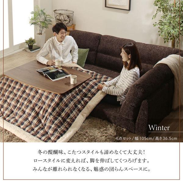こたつ ソファ セット リビングダイニングこたつ 5点セット レオール