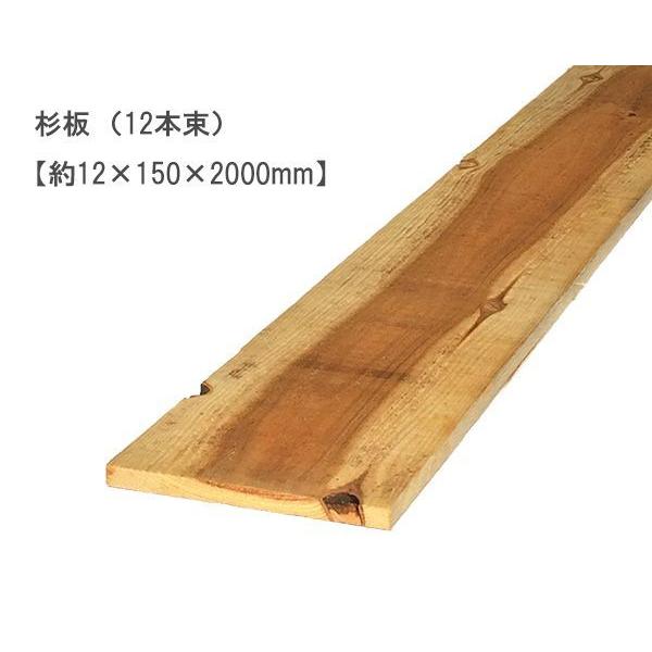 杉板 （約12×150×2000mm）(12枚入) 未乾燥 スギ すぎ 無塗装 DIY