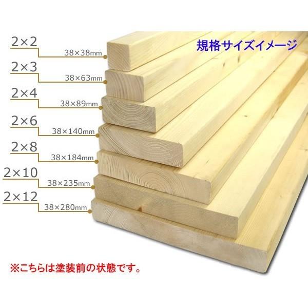 2x4 木材 塗装済みツーバイ材 （約38×89×3050mm）（2×4