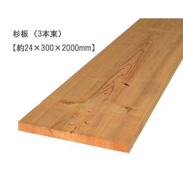 杉板 （約24×300×2000mm）(3枚束) 未乾燥 スギ すぎ 無塗装 DIY