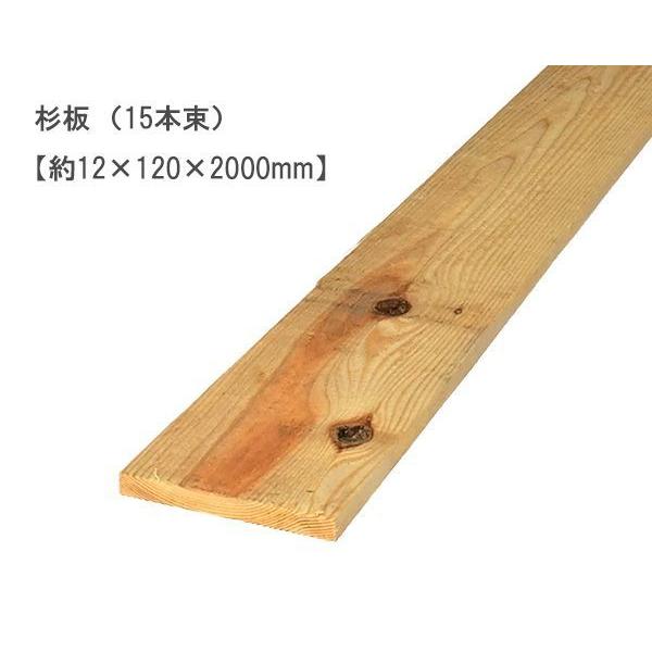 天然杉 1枚板 12 杉板 （約12×120×2000mm）(15枚入) 未乾燥 スギ すぎ 無塗装 DIY