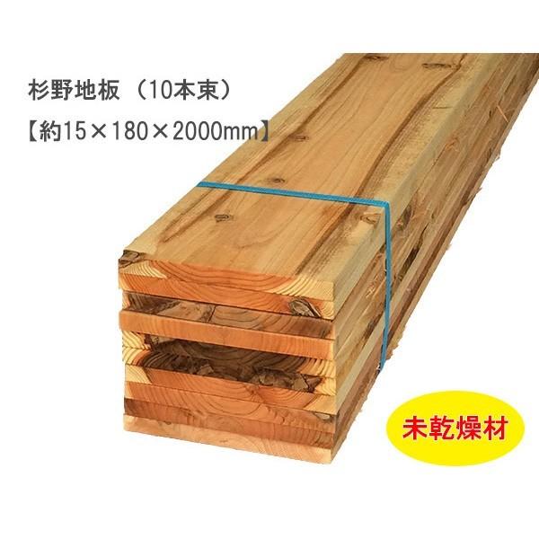 杉野地板 （約15×180×2000mm）(10枚束) 未乾燥 スギ すぎ 無塗装 DIY