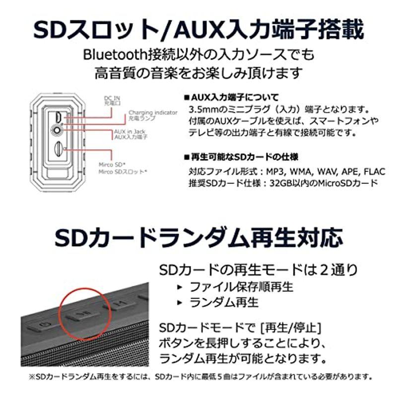 40s Bluetoothスピーカー ブルートゥース 5.0 スピーカー 防水 ステレオ 重低音 SDカード 大音量 アウトドア ポータブル Bluetoothスピーカー ブルートゥース スピーカー 防水 ステレオ 重低音 SDカード 大音量 アウトドア ポータブル