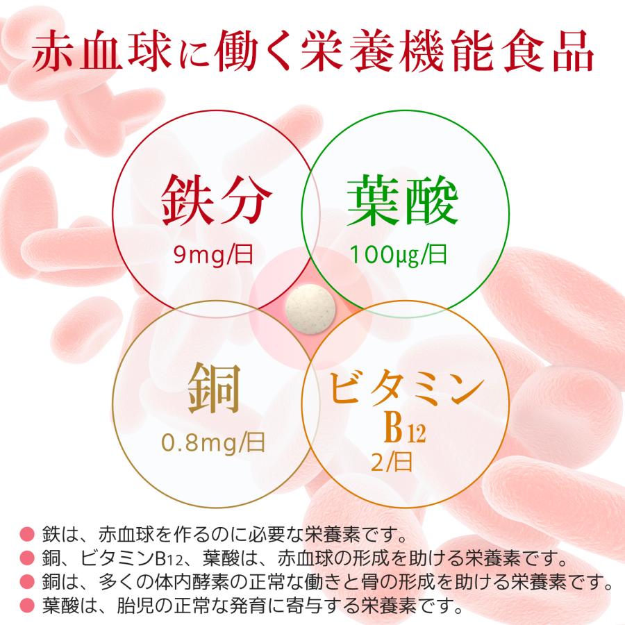 鉄 サプリ 90日分×2袋 吸収率 鉄分 サプリメント 葉酸 ビタミンB12 銅 赤血球 鉄分不足 妊婦 妊娠 授乳 非 ヘム鉄 | HARELU（サプリ） | 03