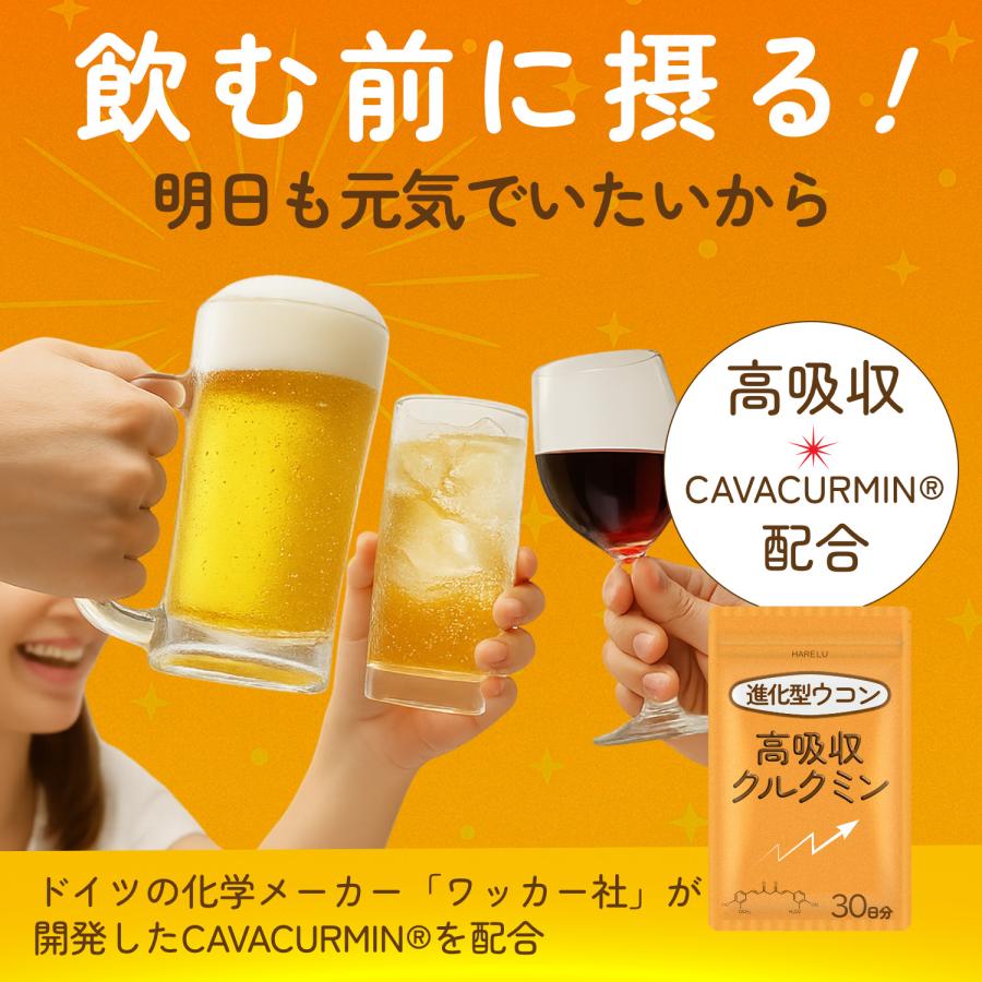 ウコン サプリ クルクミン サプリメント 高吸収 30日分×3袋 翌朝スッキリ ウコンのチカラ 美容 クルクミノイド ターメリック 日本製 | HARELU（サプリ） | 01