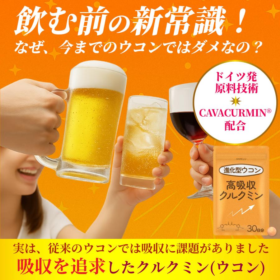 ウコン サプリ クルクミン サプリメント 高吸収 30日分×3袋 翌朝スッキリ ウコンのチカラ 美容 クルクミノイド ターメリック 日本製 | HARELU（サプリ） | 01
