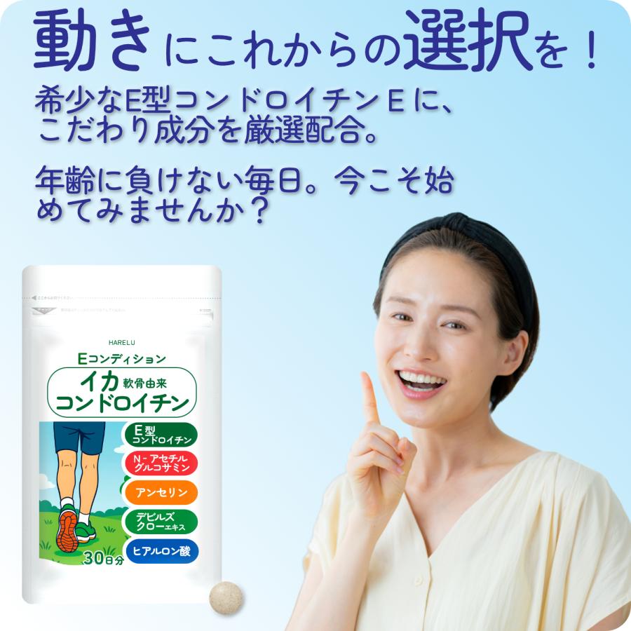 コンドロイチン サプリ E型コンドロイチン コンドロイチンE N-アセチルグルコサミン アンセリン デビルズクローエキス ヒアルロン酸 30日分 | HARELU（サプリ） | 09