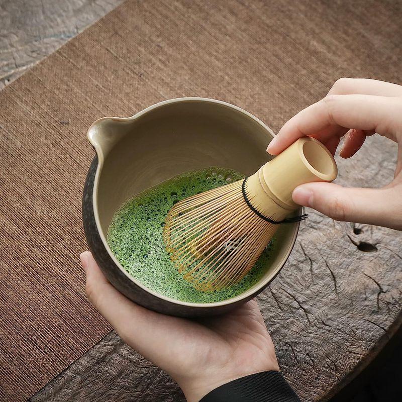 日本茶セット（7点） 抹茶泡立て器セット 抹茶椀 注ぎ口付き 竹製抹茶泡立て器（茶筅） スコップ（茶杓） 抹茶泡立て器ホルダー 茶道具。N1｜harenohiya｜05
