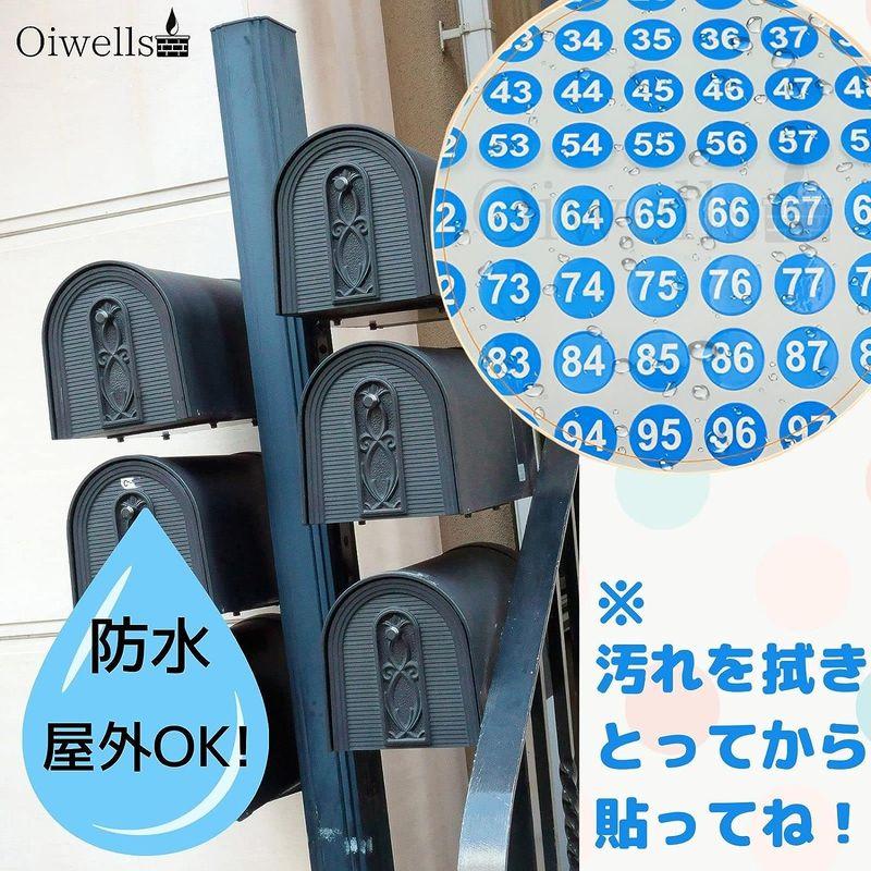 Oiwells 数字 シール 丸シール 番号シール ナンバー 防水 白文字 10mm 5色(25枚)｜harenohiya｜08