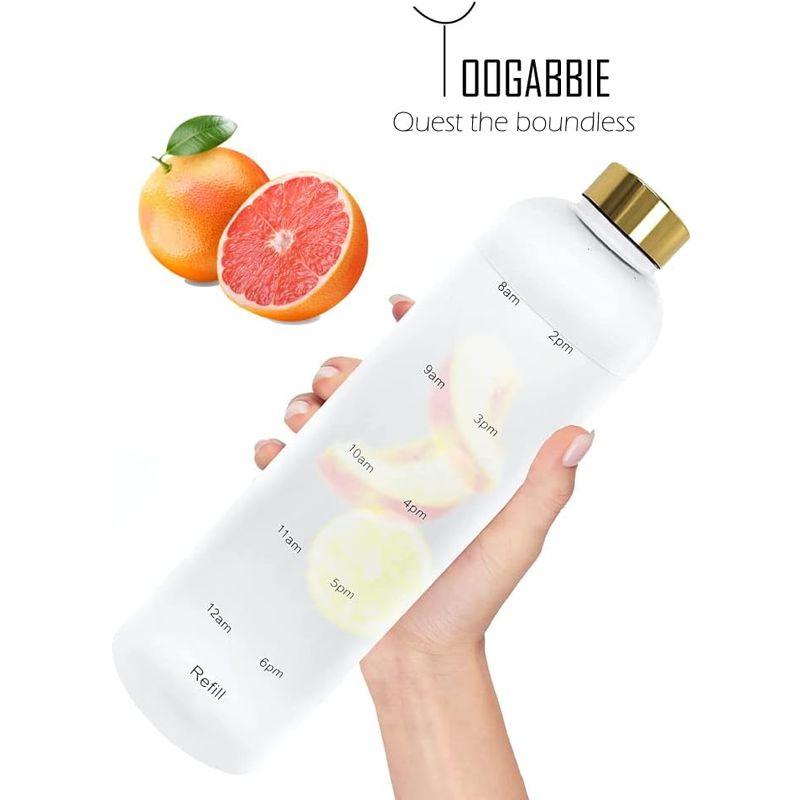 TOOGABBIE 水筒 1リットル 軽量 ウォーターボトル 1000ml タイムマーカー付きウォーターボトル ミント モチベーション測定｜harenohiya｜02