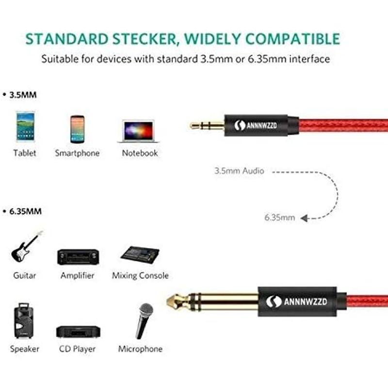 ANNNWZZD 3.5mmミニプラグ to 6.35mm標準プラグ, オス-オス ステレオケーブル対応 スマホ パソコン DVD ホームシ｜harenohiya｜09