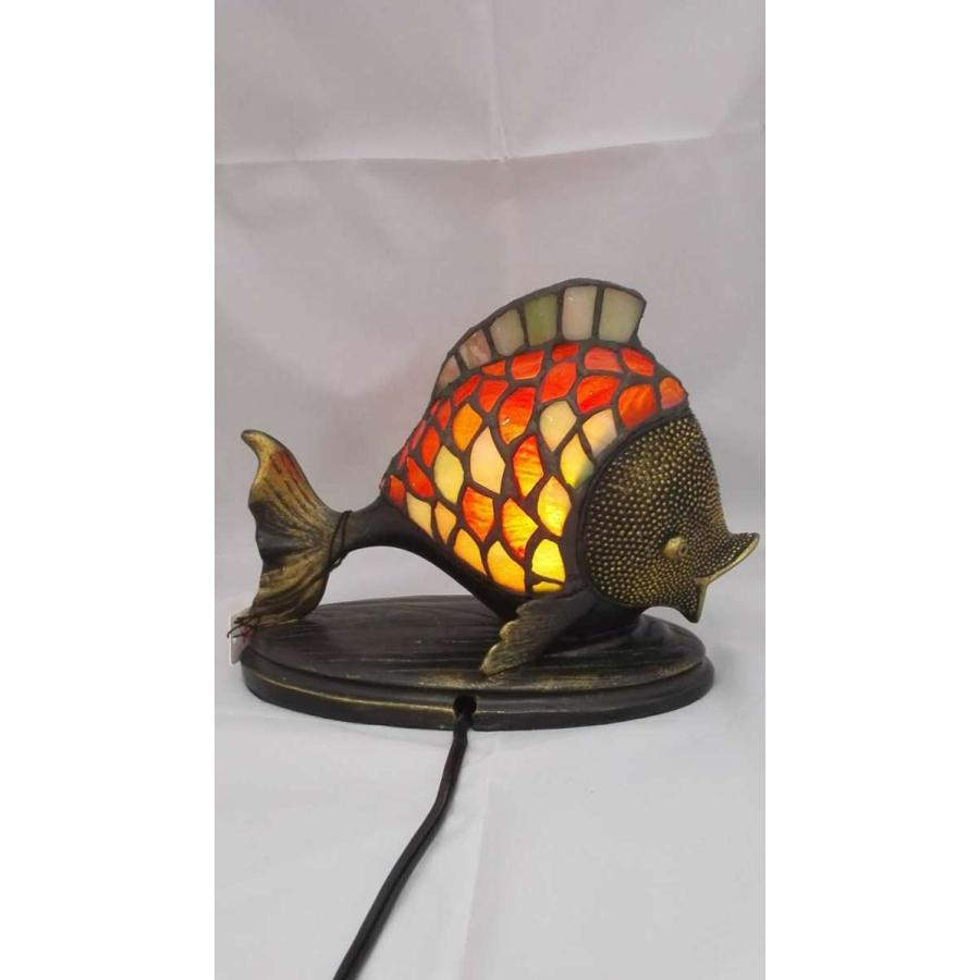 ティファニー調ステンドグラスランプ】魚モチーフ 卓上 照明