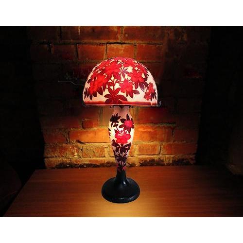 超目玉 赤いつつじの花モチーフ 温かみのある優しい灯り 華やかでロマンチックなランプ 大人気 美品 インテリア 照明 卓上 ガレ調テーブルスタンドランプ つつじの花模様 卓上ライト Erisfit Com