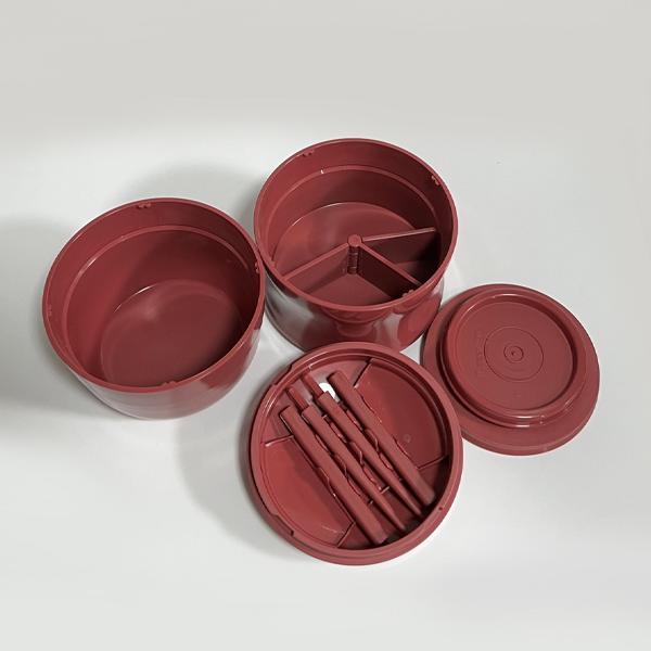 Tupperware スタッキングランチボックス】箸も収納できて便利！2段式で