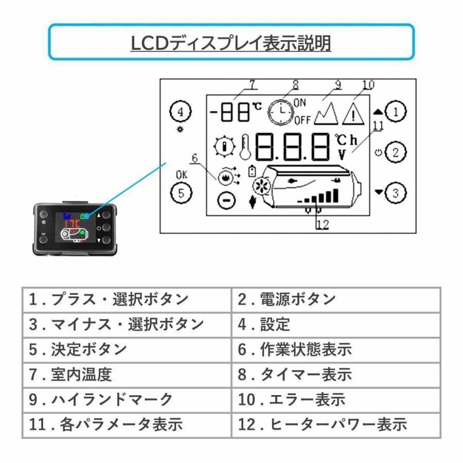 12V 5KW車用 軽油 エアヒーター FFヒーター 燃料ヒーター 車用ヒーター 低燃費　分体式エアヒーター パーキングヒータ リモコン付き｜haresora-shop｜06