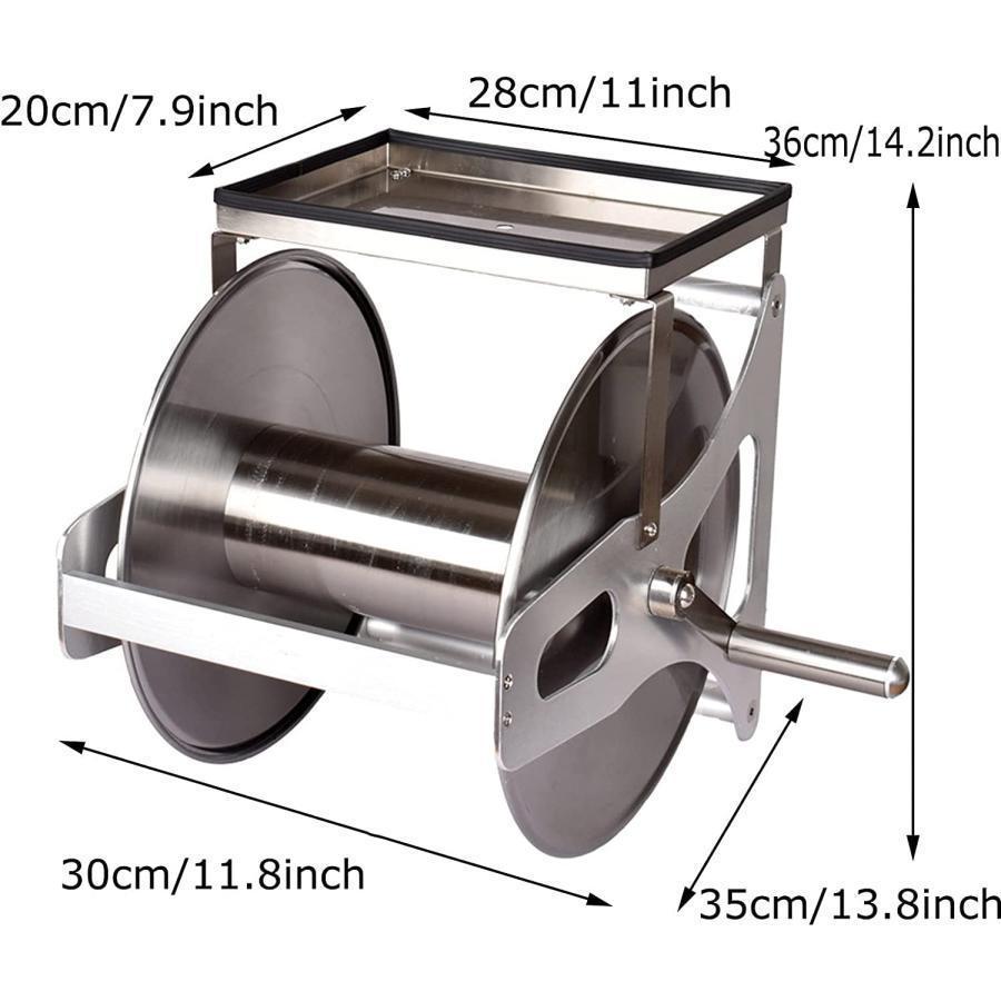 ホースリール 散水ホース ステンレス鋼 ガーデン ホースリールスタンド ホースリールカート 屋外金属ホースホルダーボックス ポータブルホース