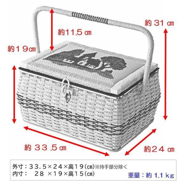 裁縫箱 ソーイングバスケット (I柄) 胴持ち手式 木製留具 国産 手作り
