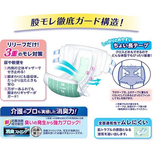 リリーフ 送料無料 ケース販売 花王 股モレ防止テープ止め Mサイズ