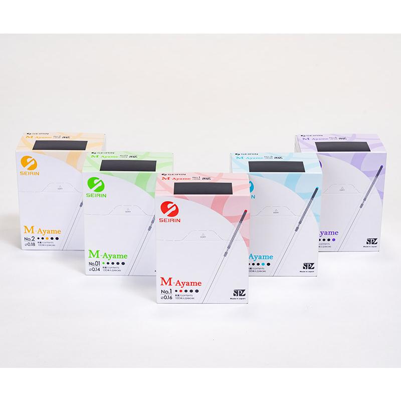 セイリン ディスポ鍼 M-Ayame 100本入 1寸3分-1（40mm-0.16mm） レッド