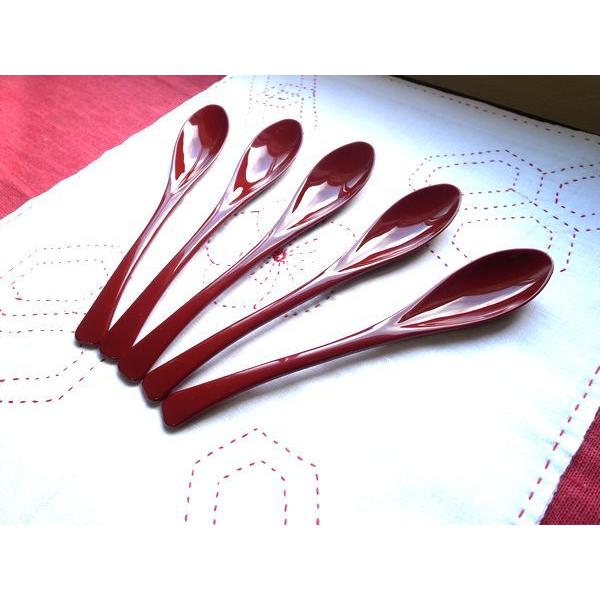 食べやすいスプーン 大 樹脂製 赤 5本セット 日本製 牛丼屋さんの