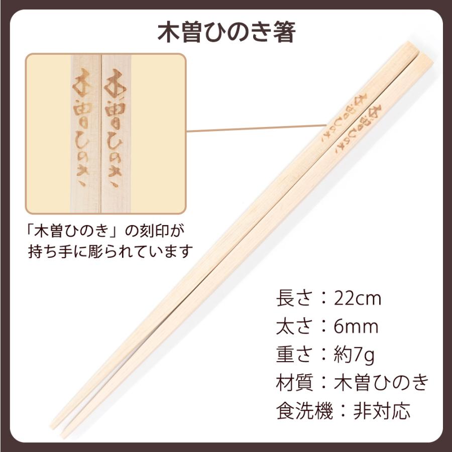 お箸 木曽ひのき箸 白木 5膳セット 無塗装 木地 木製 軽い 木曽ヒノキ