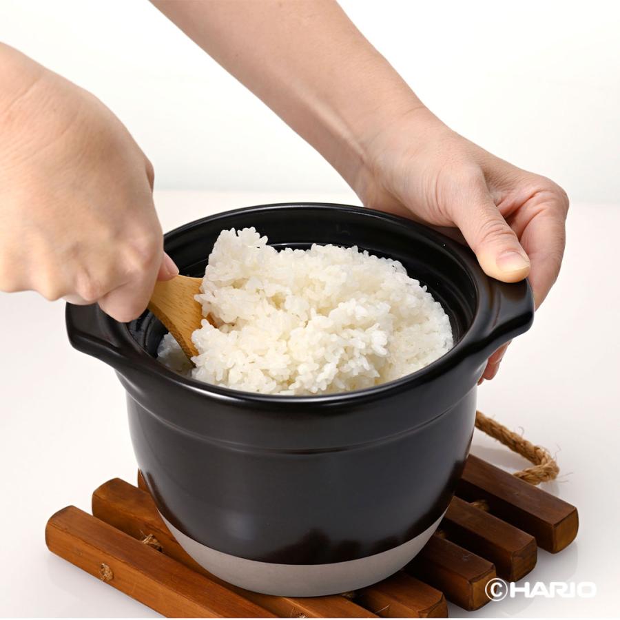 ハリオ 土鍋 炊飯 フタがガラスのご飯釜1~2合 GNR-150-B-W 火 ハリオ 土鍋 炊飯 フタがガラスのご飯釜1~2合 GNR-150-B-W 火