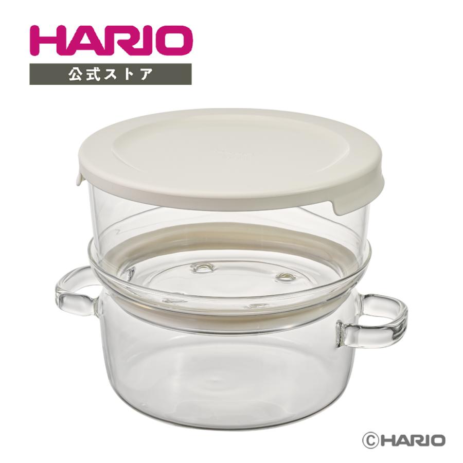 HARIO（ハリオ） 公式 ガラスのせいろ蒸し器 二段構造 GSM-2-OW 耐熱