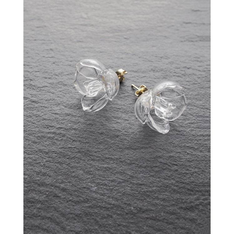 ハリオ ピアス レディース ツバキ クリア ガラス アクセサリー ギフト