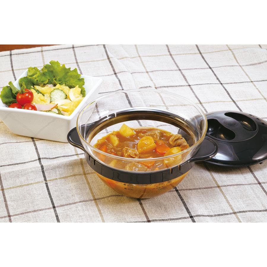 ハリオ ガラスのレンジおかず鍋 調理器具 450ml 手間いらず レンジOK