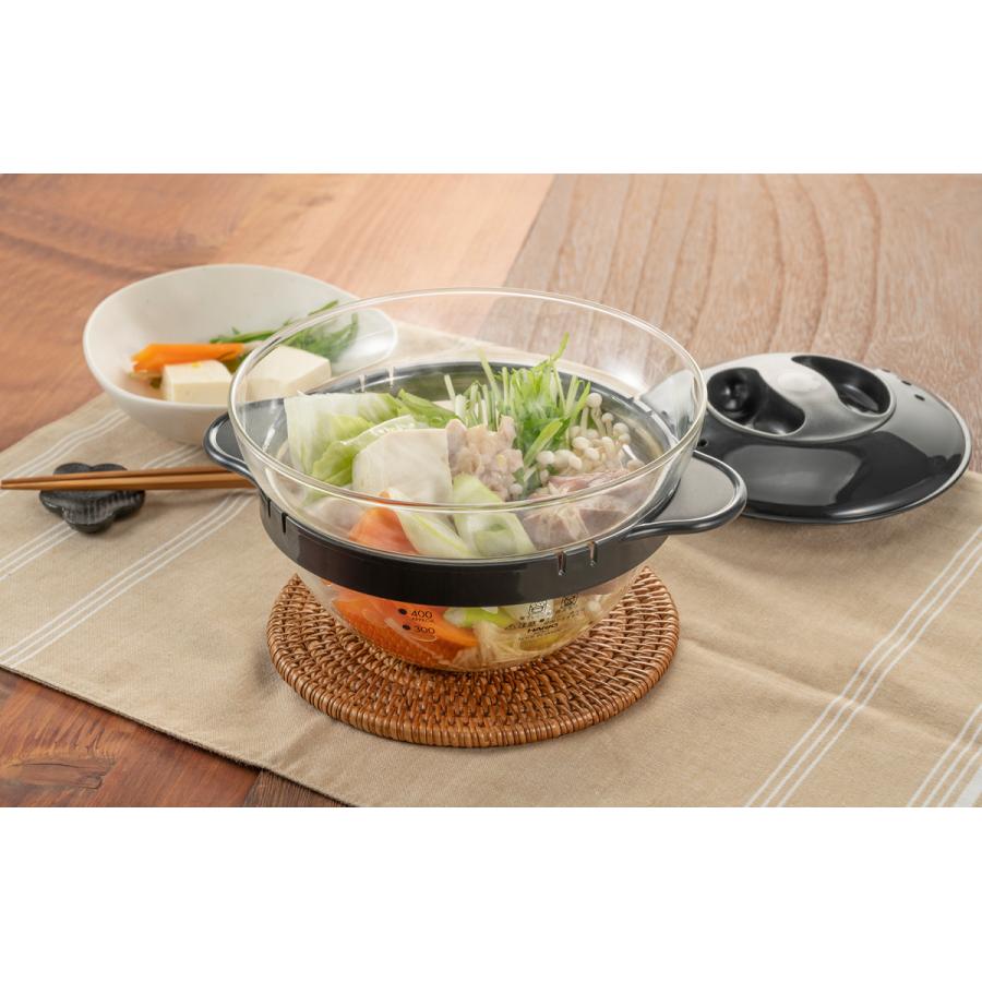 ハリオ ガラスのレンジおかず鍋 調理器具 450ml 手間いらず レンジOK