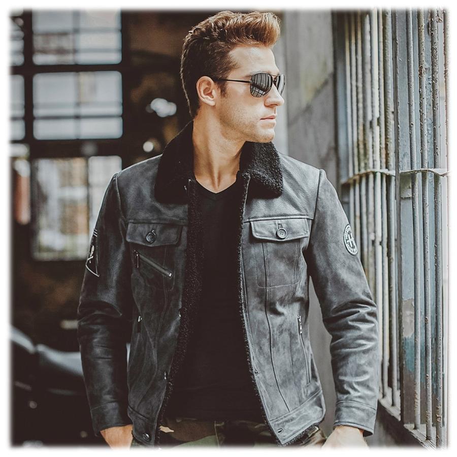 送料無料!】全10サイズ メンズ 本革ボア付き襟ピッグスキン