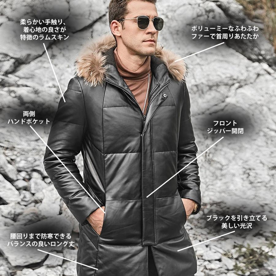 送料無料!】全10サイズ メンズ ラクーンファー付きフード本革