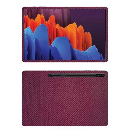 Decalrus - Protective Decal for Samsung Galaxy Tab S7 Plus (12.4" Screen) Tablet Wine Carbon Fiber Skin Skins Decal for Cover wrap CFsamsungG_並行輸入 | ブランド登録なし