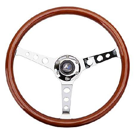 Hiwowsport 15インチ (380mm) 木目 ハンドル 6ボルト 深さ2インチ 皿