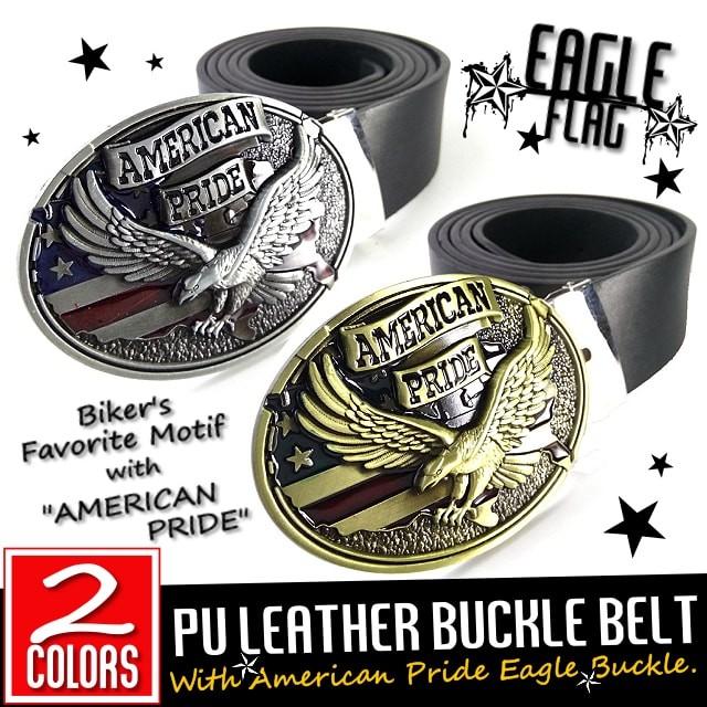 送料無料!】アメリカンプライドイーグルバックルPUレザーベルト