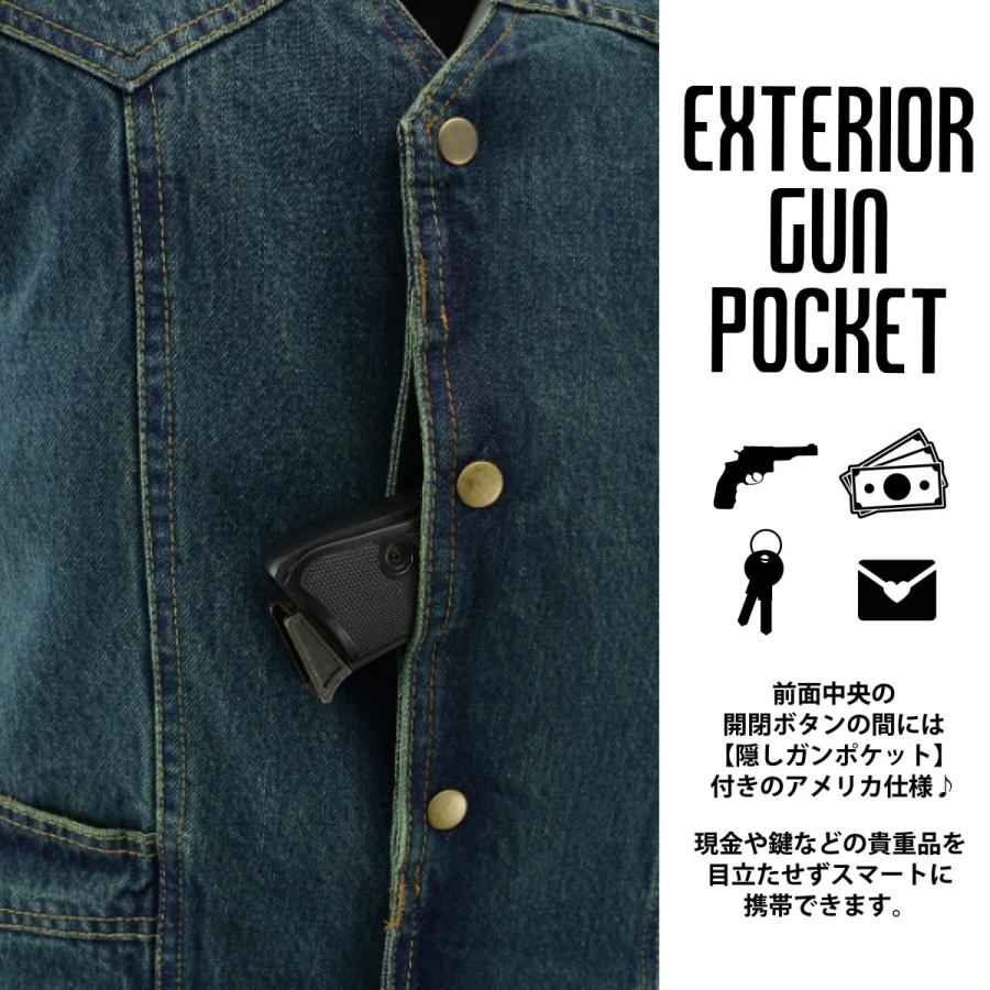 送料無料!】メンズ ガンポケット付き 14.5ozコットン ブルーデニム