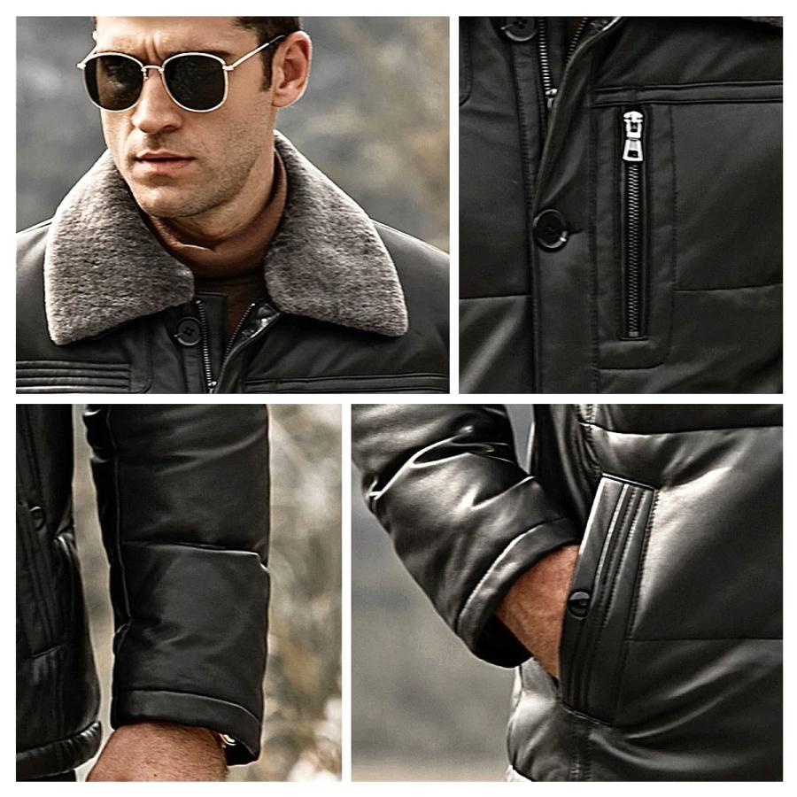 レザージャケット リアルファー 毛皮 本革 ブラック 黒 38 M 送料無料!】全2色 9サイズ メンズ ピッグスキンファーカラーワッペン