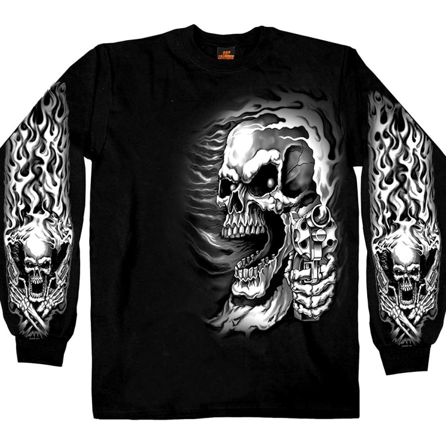 米国直輸入! ホットレザー アサシン バイカー ロングスリーブ Tシャツ