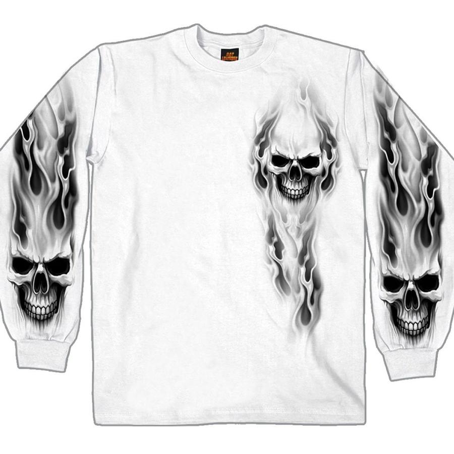 米国直輸入! ホットレザー ゴーストスカル ロングスリーブ Tシャツ