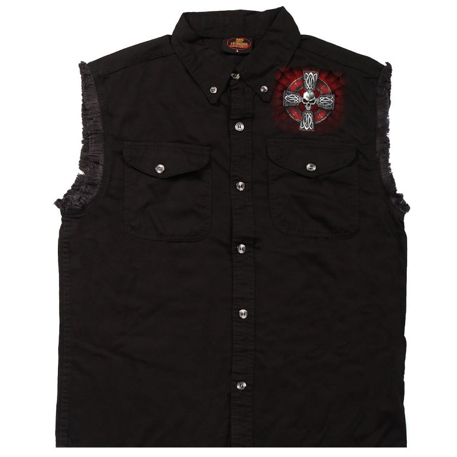 米国直輸入! ホットレザー ケルティッククロス メンズ スリーブレス