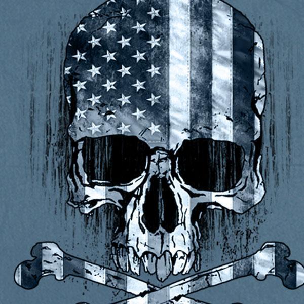 Hot Leathers メンズ デニムベスト [Flag Skull Sleeveless Denim 
