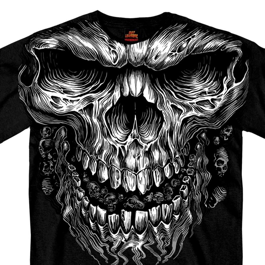 米国直輸入! ホットレザー シュレッダースカル ジャンボプリント メンズ 半袖Ｔシャツ! HOTLEATHERS ブラック 黒 プリントT 骸骨 バイカー バイクに! |  | 01