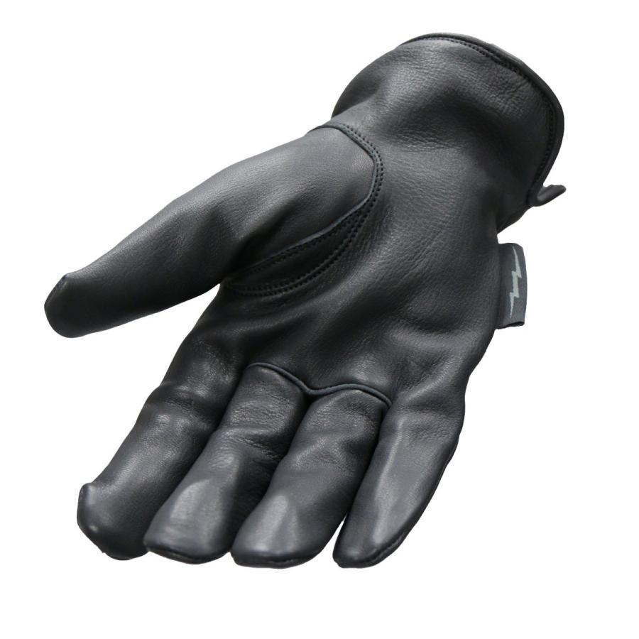 Hot Leathers 鹿革 グローブ フランネル裏地 Deerskin Grey/Black Flannel Lined グレー 黒 米国産鹿革 本革 レザー フルフィンガー 手袋 ホットレザー バイク|harley|04