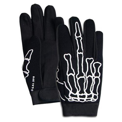 ブラックアイパッチ SKELETON’S FINGER GLOVES BLACK Skeleton Finger Mechanic's Gloves : ハーレーカスタマージャパン