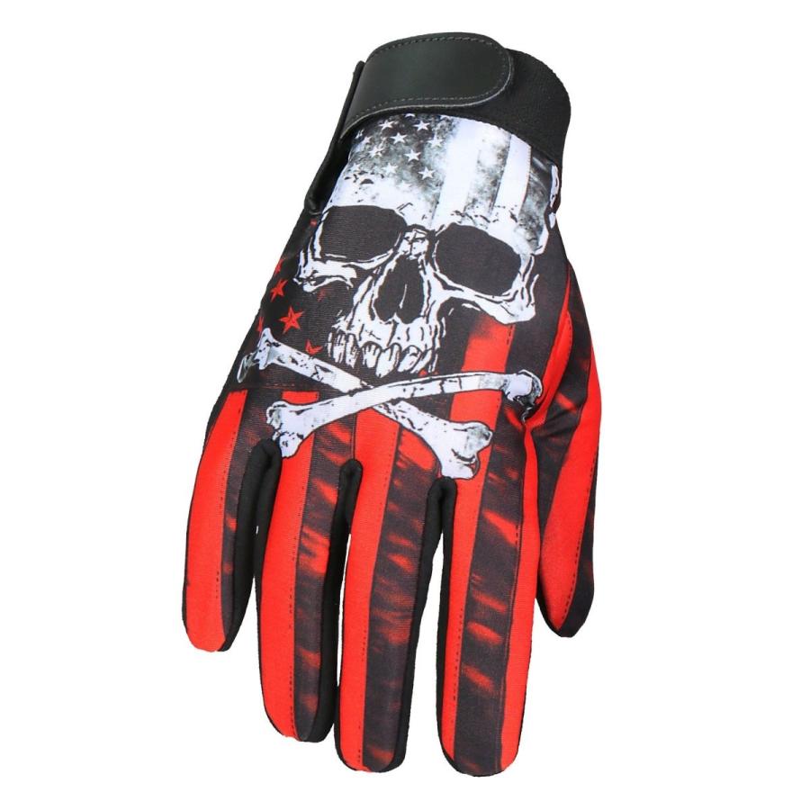 バイク メカニック グローブ Flag Skull Mechanics Glove スカル 星条旗 レッド 赤 フルフィンガー 手袋 ベルクロテープ Hotleathers ホットレザー |  | 01