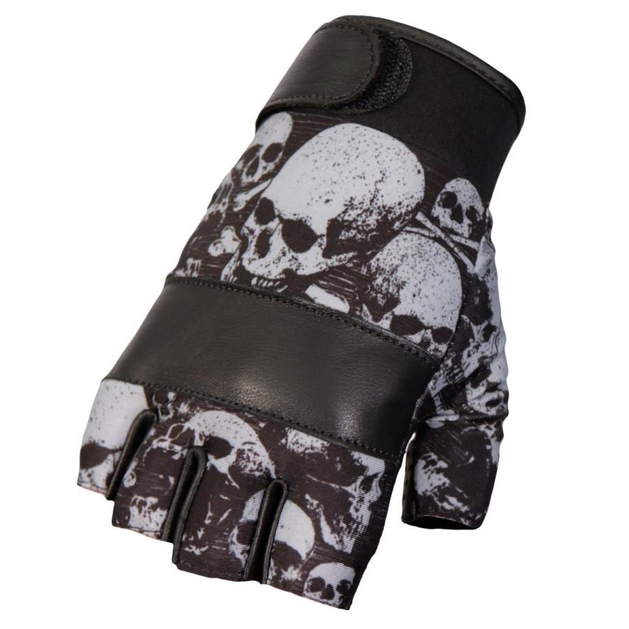 バイク フィンガーレス グローブ Sublimated Leather Ancient Skulls