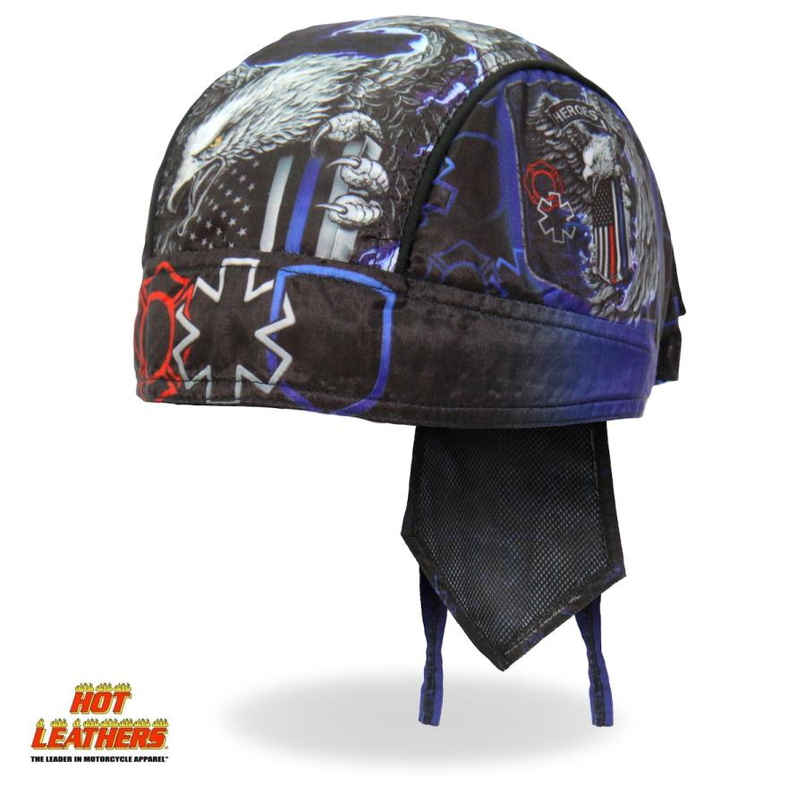 Hot Leathers ヘッドラップ イーグル 黒 青 [Thin Line Eagle Headwrap 