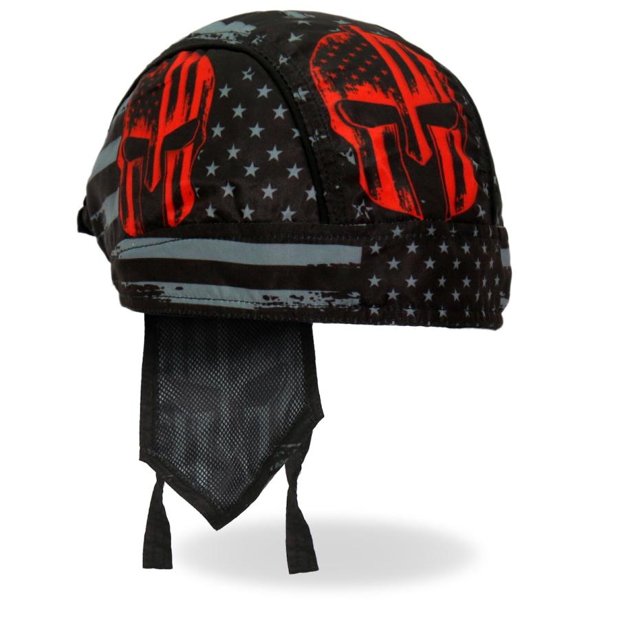 バイクヘルメットHOT LEATHERS Hot Leathers ヘッドラップ 黒 赤 星条旗 兜 Warrior Headwrap