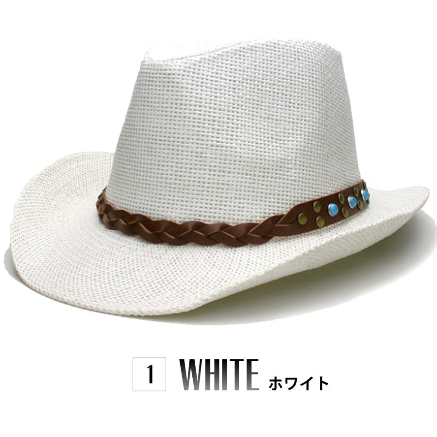 ホワイトカウボーイハット ストロー素材 (59.6 cm—60.6 cm)-XL