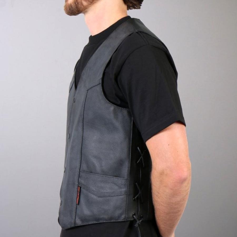 レザーベスト 本革 メンズ バイカー Hotleathers サイドレース レザーベスト 本革 メンズ バイカー Hotleathers サイドレース